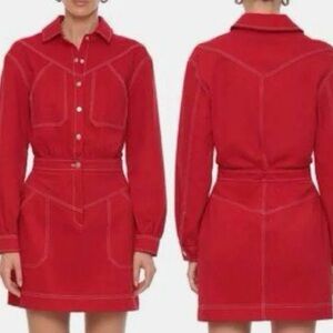 7 For All Mankind Red Button-Up Shirt